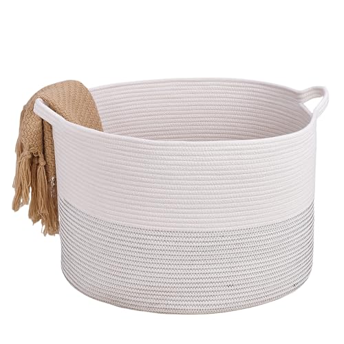 VECELO ロープバスケット 幅55x奥行55x高さ35cm ランドリーバスケット 取っ手付き 織り込み 大容量 シ..