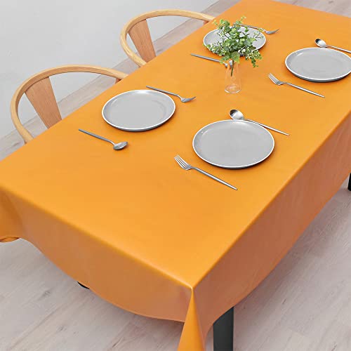 サイズ：180 cm (円形) スタイルデコール(STYLE Decor) テーブルクロス ラミネート ビニール 防水 北欧 おしゃれ 140cm*180cm マンダリンオレンジ スタイルデコール W4803210