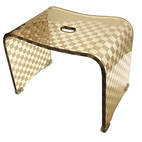 センコー(Senko) チェッカー N バスチェア 風呂いす Lサイズ 高さ約 30cm カフェオレ モダンな市松デザ..