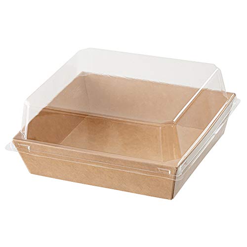ヘッズ デリボックス 15*6.5*13.6cm 茶色 50枚 食品対応 ふた付 クラフト デリバリー 持ち帰り お弁当箱 HEADS MK-DEB1