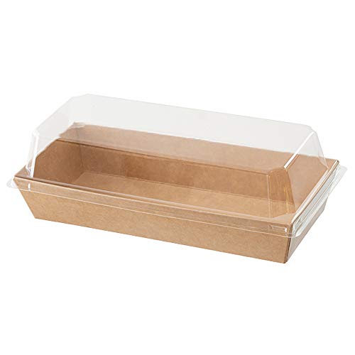 ヘッズ デリボックス 20.1*6.5*9.8cm 茶色 50枚 食品対応 ふた付 クラフト デリバリー 持ち帰り お弁当箱 HEADS MK-DEB2