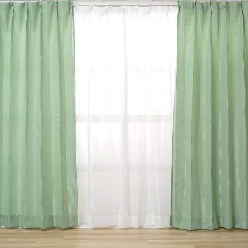 アイリスプラザ すぐ使えるカーテン4枚セット 幅100cm*丈200cm レースカーテン付き 丸洗いOK ほどよい..