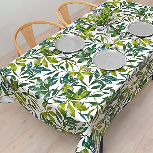 サイズ：140 cm (円形) スタイルデコール(STYLE Decor) テーブルクロス ラミネート ビニール 防水 北欧 おしゃれ 140cm*180cm ボタニカルリーフ W4800810