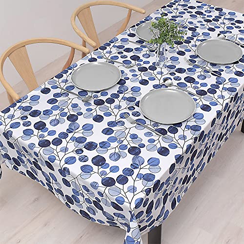 サイズ：142 cm x 180 cm (長方形) スタイルデコール(STYLE Decor) テーブルクロス 綿100% おしゃれ 長方形 北欧 142*180cm スタンダード ネイビー リーフ スタイルデコール W4702210