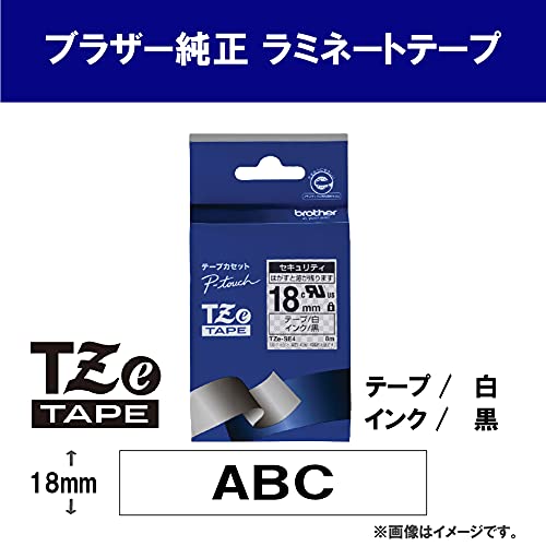 BeLugastoreのbrother純正 ピータッチ ラミネートテープ TZe-SE4 幅18mm (黒文字/白/セキュリティ)｜アングル2