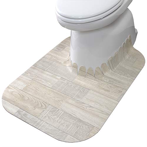 サンコー ずれない トイレマット 拭ける 床汚れ防止 ロング ホワイト ウッド 60*85cm おくだけ吸着 日..