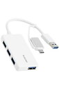 エレコム USBハブ USBHUB 5Gbps Type-C変換アダプタ付 コンパクト 4ポート ホワイト U3H-CA4004BWH(2)