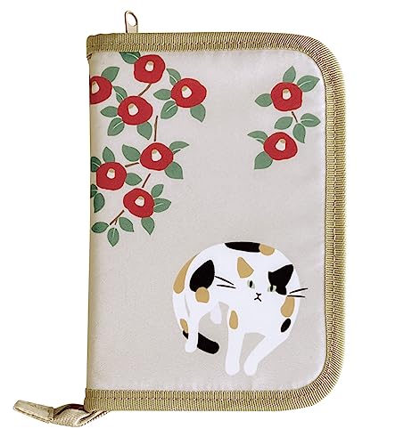 大西賢製販 Abeille おくすり手帳ケース ネコ 椿 サイズ：約W13.5 D2 H19 AME-2203