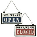 ダルトン(Dulton) リバーシブル サイン オープン クローズド アンティーク感滲み出るアイアン製サインプレート OPEN CLOSED 案内 壁掛け 高さ95mm 幅165mm S455-174OC