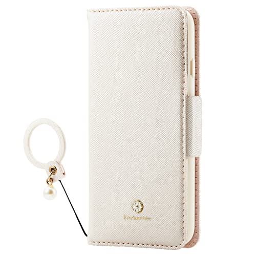 エレコム iPhone SE (第2世代/第3世代) / 8 / 7 用 ケース 手帳型 レザー Enchante’e フィンガーリング付き ホワイト PM-A22SPLFJM2WH