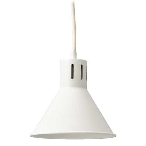 特 長 　*口金E26電球専用　*白熱電球 60W以下 、LED電球 10W以下 が使用可能　*おしゃれな鉄製セード　*本体カラーはホワイト 仕 様 　*消費電力：60W MAX　*口金：E26　*使用電球：白熱電球…60W以下、LED電球…10W以下 ※全長120mm、最大径60mm以下、質量110g以下の電球をご使用ください。　*使用場所：屋内専用 屋外使用禁止 　*セード材質：鉄製　*本体寸法：セード… 約 最大径170*高さ150mm、コード長さ…約650mm　*質量：約400g*ご注意*※ 電球は付属しておりません。
