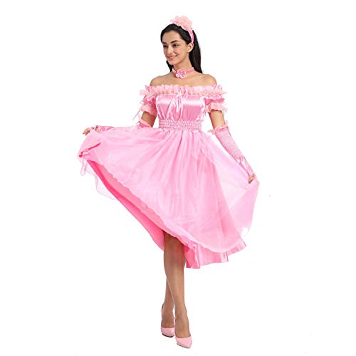 BeLugastoreの[JOLINE] シシー女性 スイート オフショルダー スリム フィット バウ ピンクドレスクロスドレッシング｜アングル2