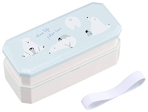 OSK 弁当箱 松花堂ランチボックス ポーラーベア 260ml*340ml [箸付/中子付/ランチベルト付/コンパクト収納/銀イオン] 日本製 食洗機対応 PW-9