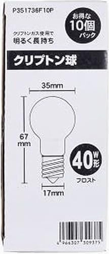 BeLugastoreのヤザワコーポレーション 省エネ クリプトン球 40W形 フロスト 10個セット P351736F10P｜アングル2