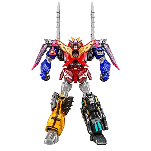 『暴太郎戦隊ドンブラザーズ』より、「DXドンオニタイジン」が登場 ドンブラザーズのメンバーが5体のロボタロウにアバターチェンジ さらにロボタロウが変形することで「ドンオニタイジン」に大合体 DXドンオニタイジンはスーパー戦隊シリーズの1号ロボ史上、最大級の全高約36*の大ボリュームです。また各関節がフル可動、これまでにない驚異的なアクションポーズを決めることができます。