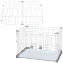 アイリスオーヤマ お掃除楽ちんサークル 屋根セット 仕切なし グレーベージュ ペット用 幅87*高61.6cm