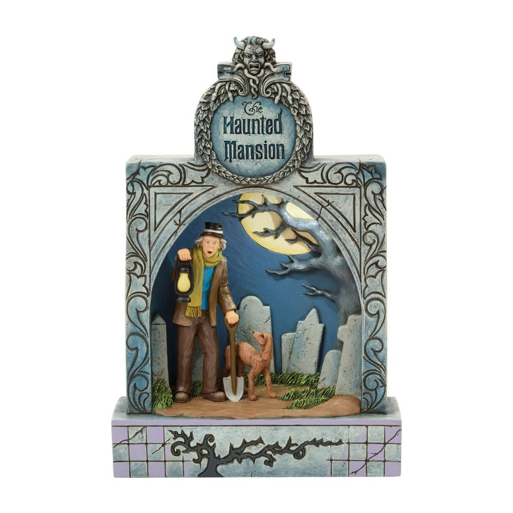  ディズニー Disney US公式商品 ホーンテッドマンション 置物 フィギュア ジムショア 人形 光る ライトアップ おもちゃ  Caretaker and Dog ''Ghostly Graveyard Guardian'' Light-Up and Sound Figure by Jim Shore ? The Haunted Mansion