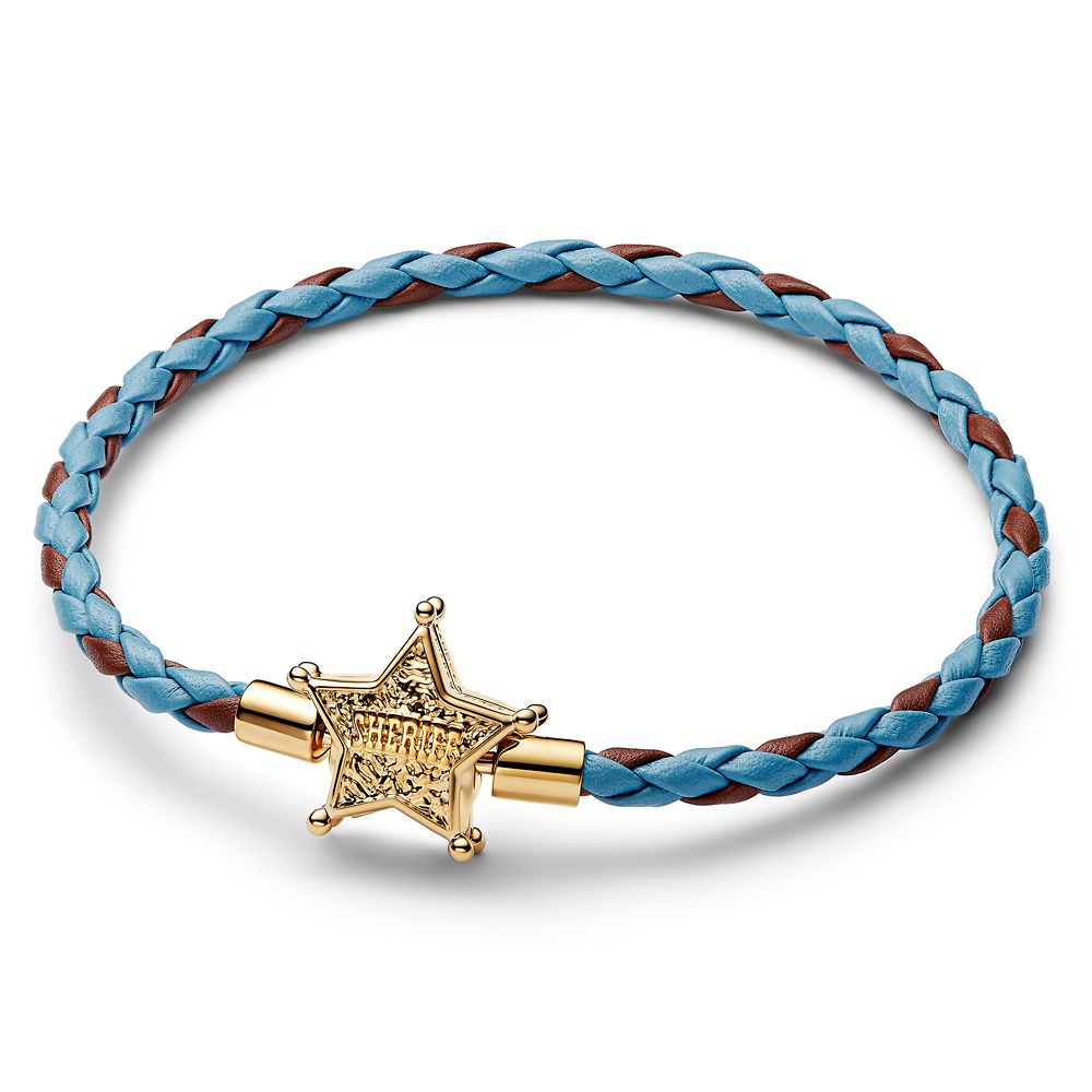 乐天商城 - 【取寄せ】 ディズニー Disney US公式商品 トイストーリー ウッディ カウボーイ パンドラ PANDORA ブレスレット ジュエリー アクセサリー チャーム バッヂ バッチ コレクション 保安官 [並行輸入品] Woody ''Sheriff'' Badge Leather Bracelet by Pandora ? Toy Story