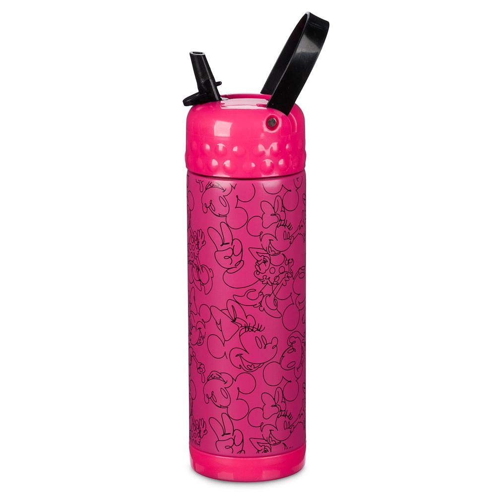 y񂹁z fBYj[ Disney USi ~bL[}EX ~bL[ ~j[}EX ~j[  EH[^[{g Xg[ {g XeX [sAi] Mickey and Minnie Mouse Stainless Steel Water Bottle with Built-In Straw ObY XgA v[g Mt