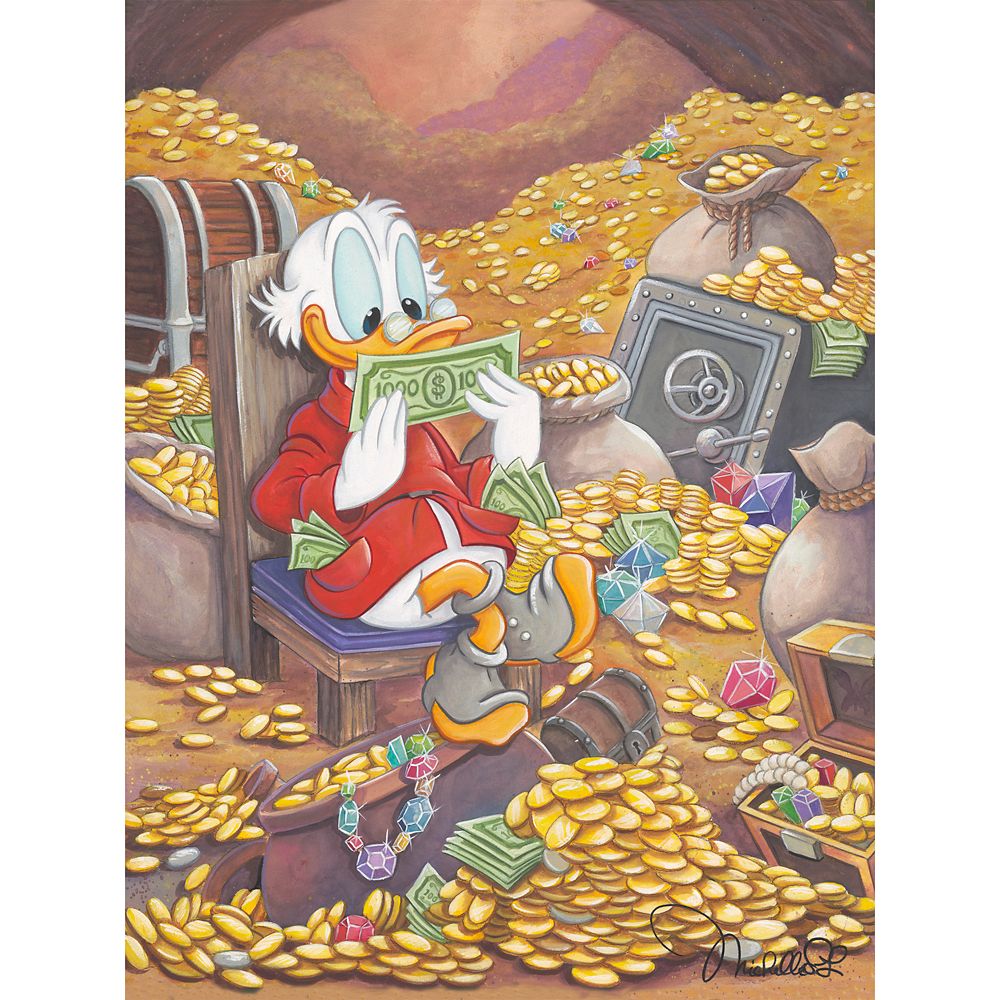 Rakuten - 【取寄せ】 ディズニー Disney US公式商品 スクルージ マクダック 限定版 限定 キャンバス キャンバスアート 絵画 絵 アート インテリア 壁 装飾 デザイン [並行輸入品] Scrooge McDuck ''Scrooge's Happy Place'' Gallery Wrapped Canvas by Michelle St.Laurent ? Limit