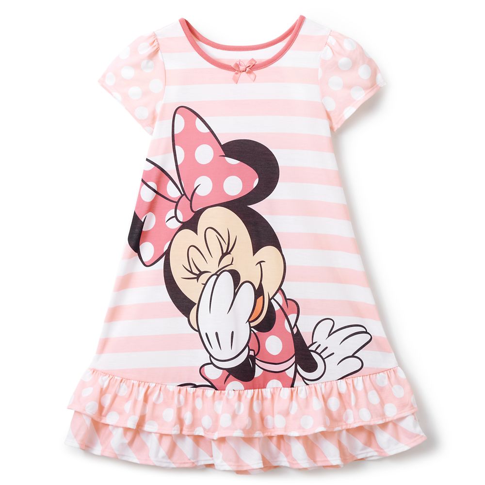 樂天商城 - 【取寄せ】 ディズニー Disney US公式商品 ミニーマウス ミニー 女の子 ガールズ 子供 パジャマ 寝巻き 部屋着 服 ボーダー ストライプ 縞模様 女の子用 子供用 [並行輸入品] Minnie Mouse Striped Nightshirt for Girls グッズ ストア プレゼント ギフト 誕生日 人気