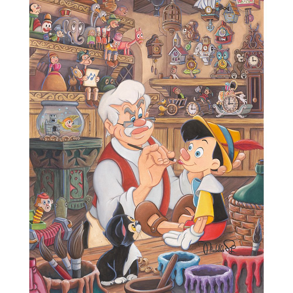 Rakuten - 【取寄せ】 ディズニー Disney US公式商品 ピノキオ 限定版 限定 キャンバス キャンバスアート 絵画 絵 アート インテリア 壁 装飾 デザイン [並行輸入品] Pinocchio ''Geppetto's Workshop'' Gallery Wrapped Canvas by Michelle St.Laurent ? Limited Edition グッ