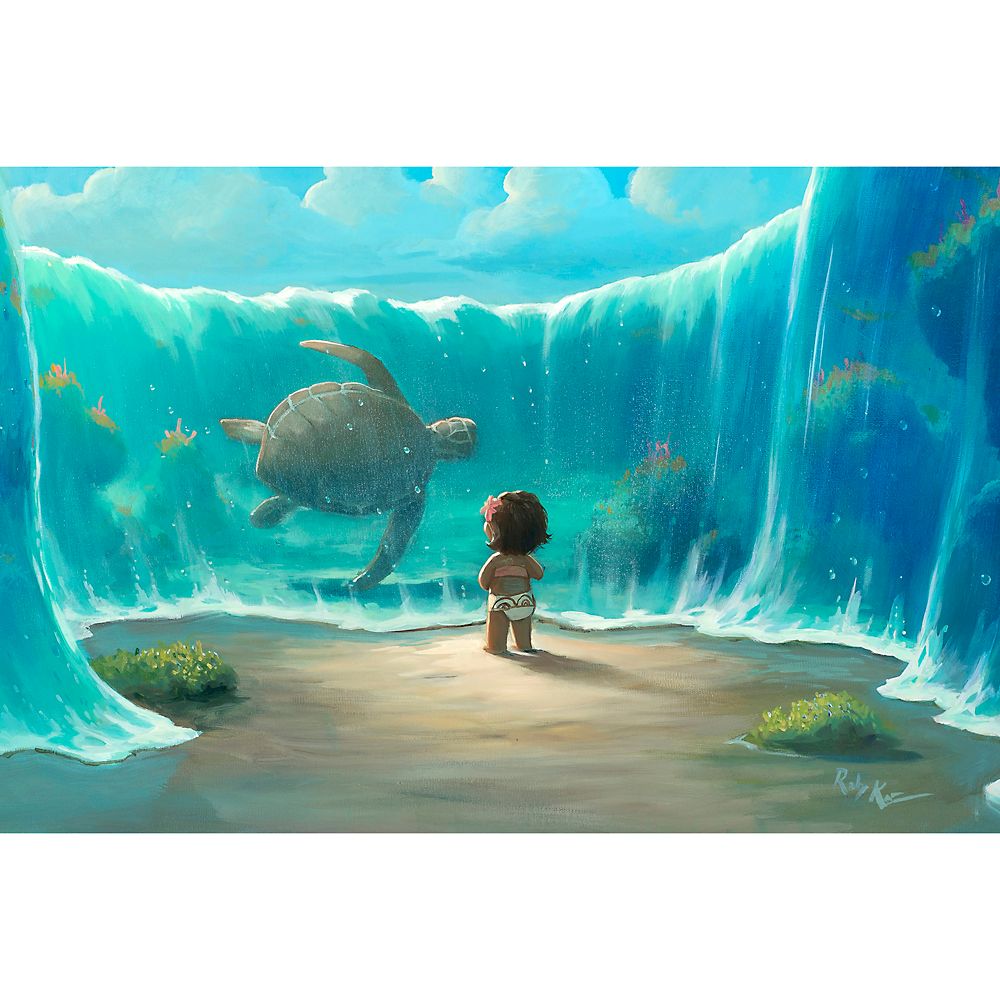 Rakuten - 【取寄せ】 ディズニー Disney US公式商品 モアナと伝説の海 モアナ ワイアリキ 限定版 限定 キャンバス キャンバスアート 絵画 絵 アート インテリア 壁 装飾 デザイン [並行輸入品] Moana ''Moana's New Friend'' Gallery Wrapped Canvas by Rob Kaz ? Limited Edit