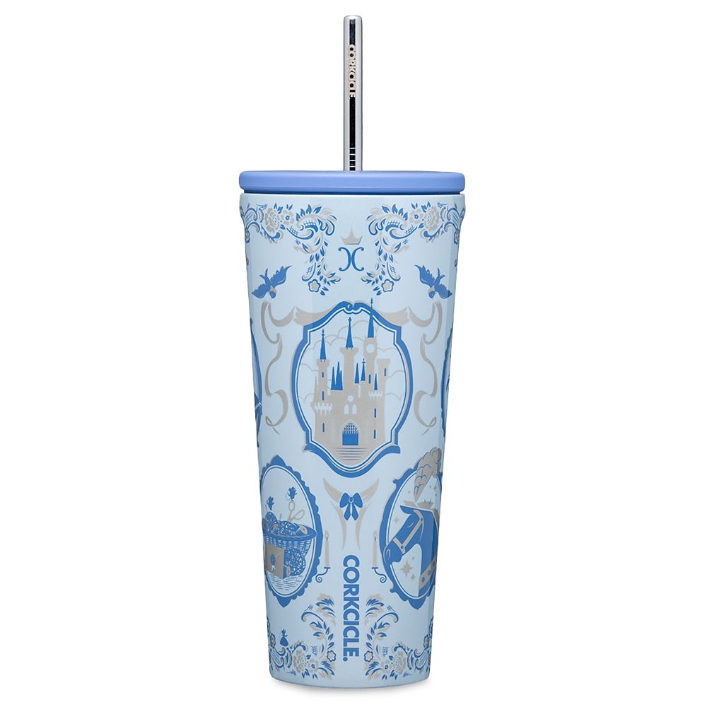 Rakuten - 【取寄せ】 ディズニー Disney US公式商品 シンデレラ プリンセス タンブラー カップ 水筒 コップ 食器 ストロー ストロー付き Tシャツ 服 ステンレス製 コークシクル [並行輸入品] Cinderella Stainless Steel Tumbler with Straw by Corkcicle グッズ ストア プレゼ