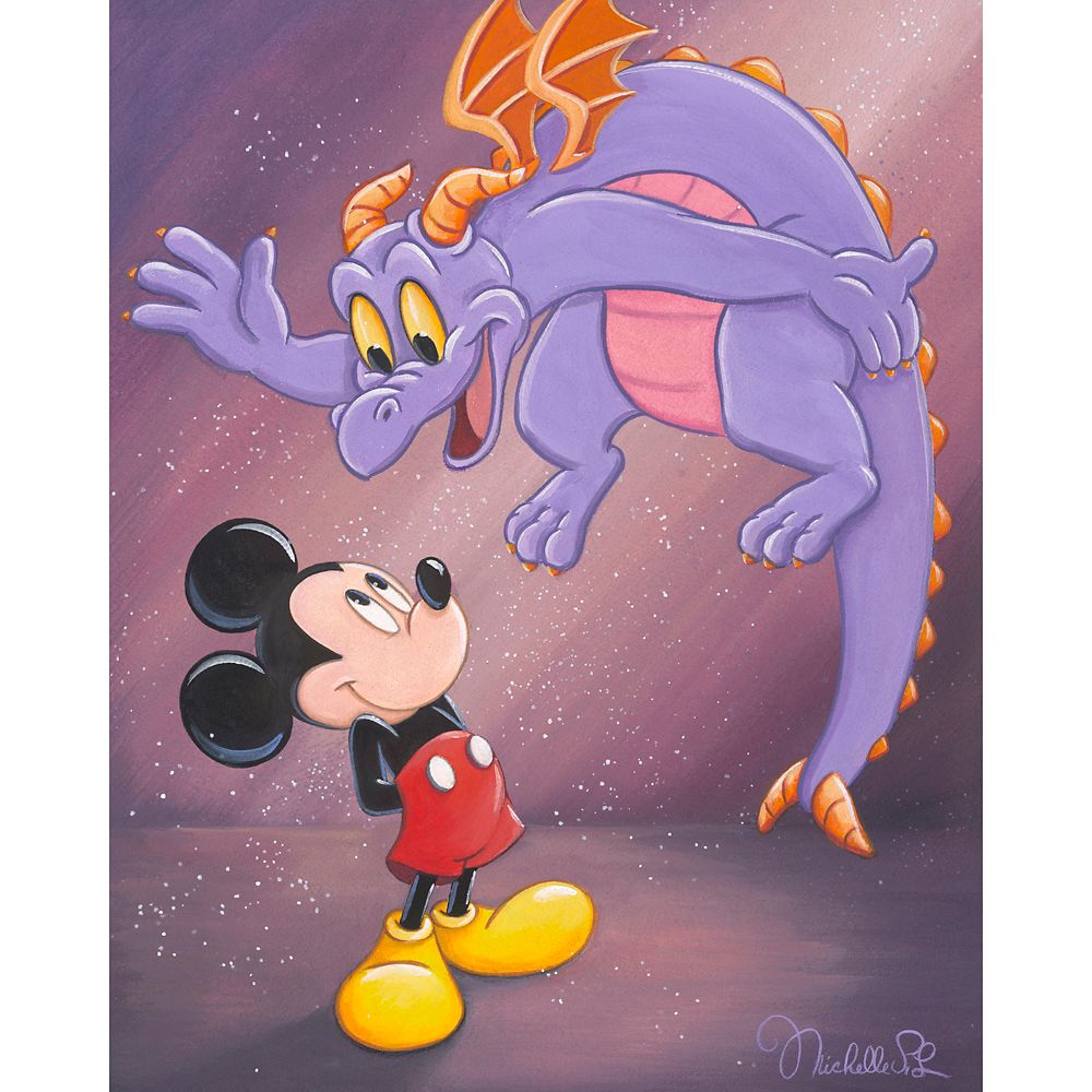  ディズニー Disney US公式商品 ミッキーマウス ミッキー フィグメント ドラゴン エプコット 限定版 限定 キャンバス キャンバスアート 絵画 絵 アート インテリア 壁 装飾 デザイン  Mickey Mouse and Figment ”Hey Mickey” Gallery Wrapped