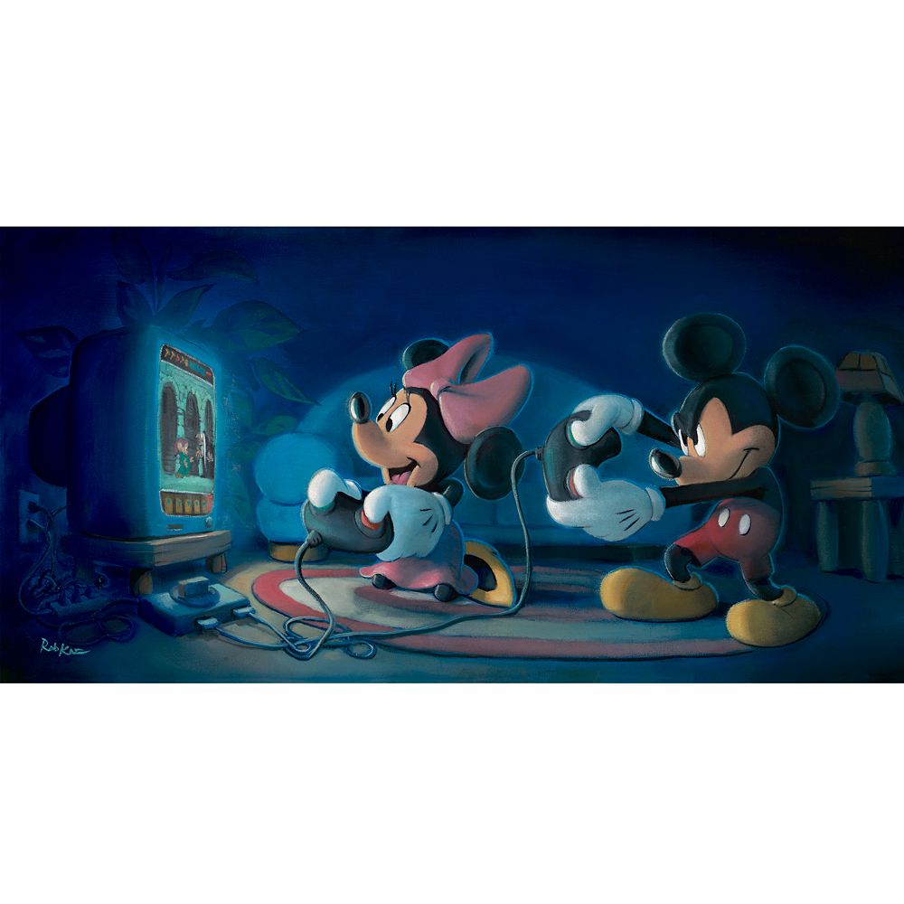 乐天商城 - 【取寄せ】 ディズニー Disney US公式商品 ミッキーマウス ミッキー ミニーマウス ミニー 限定版 ゲーム おもちゃ 限定 75cm 37.5cm キャンバス [並行輸入品] Mickey Mouse and Minnie Mouse ''Game Night'' Canvas Artwork by Rob Kaz ? Runaway Brain ? 15'' x 30''