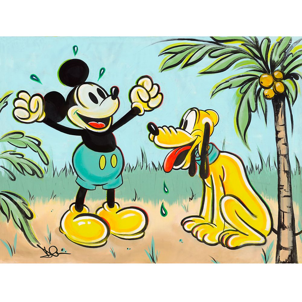 Rakuten - 【取寄せ】 ディズニー Disney US公式商品 ミッキーマウス ミッキー プルート Pluto 限定版 35cm 限定 40cm 30cm キャンバス [並行輸入品] Mickey Mouse and Pluto ''Pals in Paradise'' Canvas Artwork by Dom Corona ? 12'' x 16'' ? Limited Edition グッズ スト