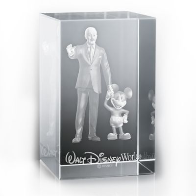 【取寄せ】ディズニー Disney US公式商品 ミッキーマウス ウォルトディズニーワールド ガラスの置物（台は別売） アリバスブラザーズ [並行輸入品] Mickey Mouse and Walt Disney Laser Cube by Arribas - World