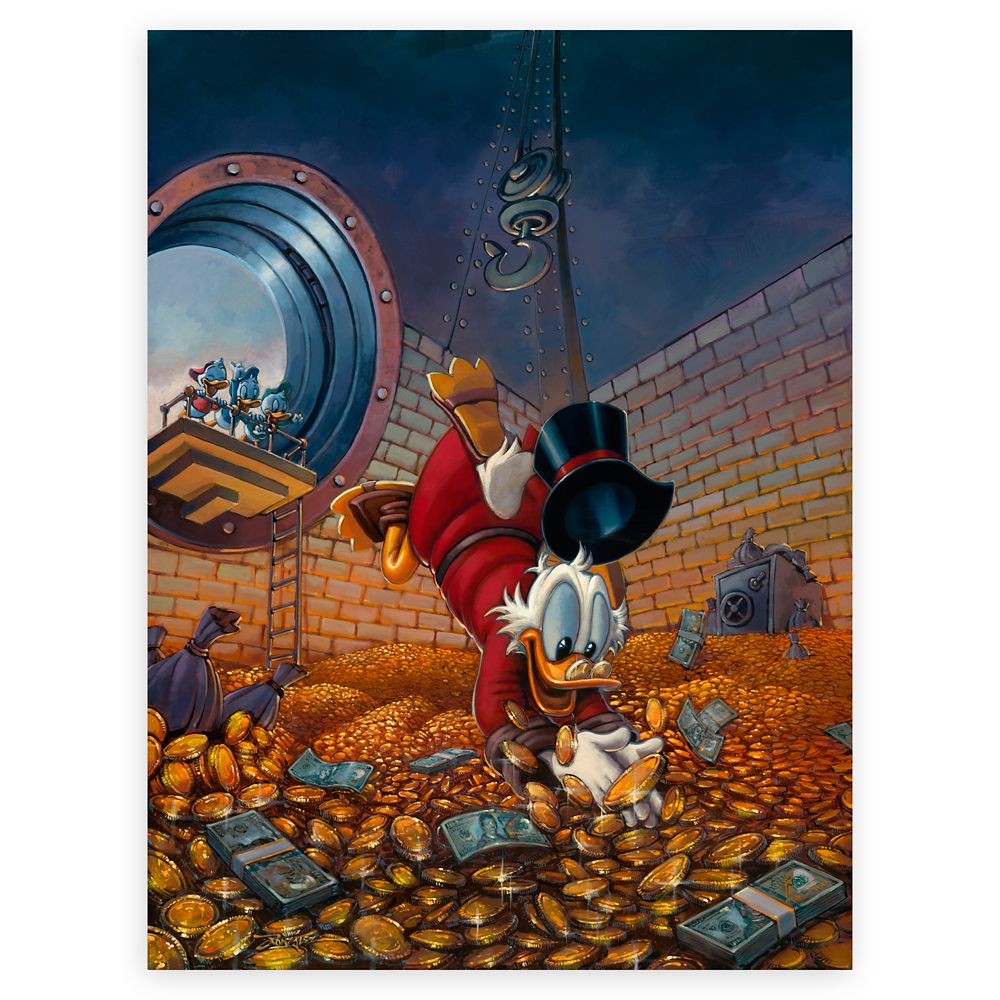 【取寄せ】 ディズニー Disney US公式商品 スクルージ マクダック サイン 絵画 絵 アート ジクリー ジークレー ジクリー版画 インテリア 装飾 限定版 標識 標示 限定 ロデルゴンザレス [並行輸入品] Scrooge McDuck ''Diving in Gold'' Signed Giclee by Rodel Gonzalez ? L
