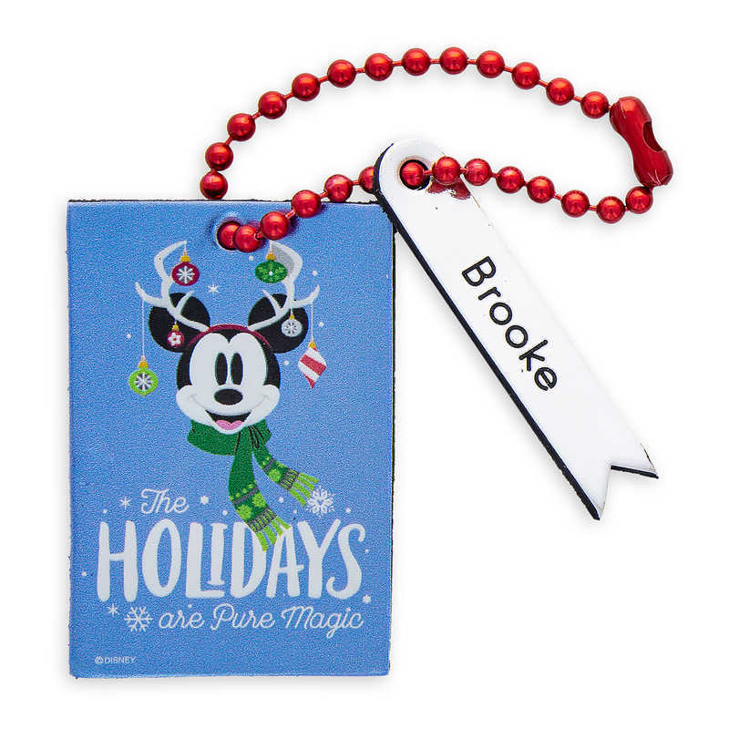 【取寄せ】 ディズニー Disney US公式商品 ミッキーマウス ミッキー ホリデイ ピュア マジック キャリーバッグ 鞄 カバン スーツケース 旅行 バッグ サンタ タグ [並行輸入品] Santa Mickey Mouse ''The Holidays Are Pure Magic'' Leather Luggage Tag - Personalizable グ