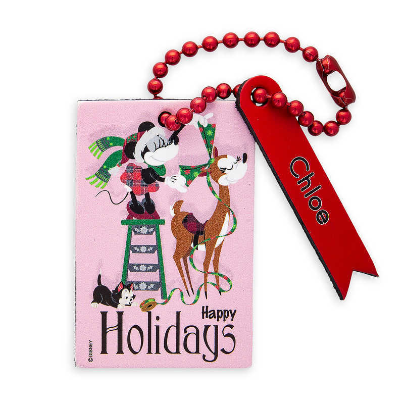 【取寄せ】 ディズニー Disney US公式商品 ミニーマウス ミニー フィガロ ピノキオ キャリーバッグ 鞄 カバン スーツケース 旅行 バッグ サンタ タグ [並行輸入品] Santa Minnie Mouse and Figaro Leather Luggage Tag - Personalizable グッズ ストア プレゼント ギフト 誕