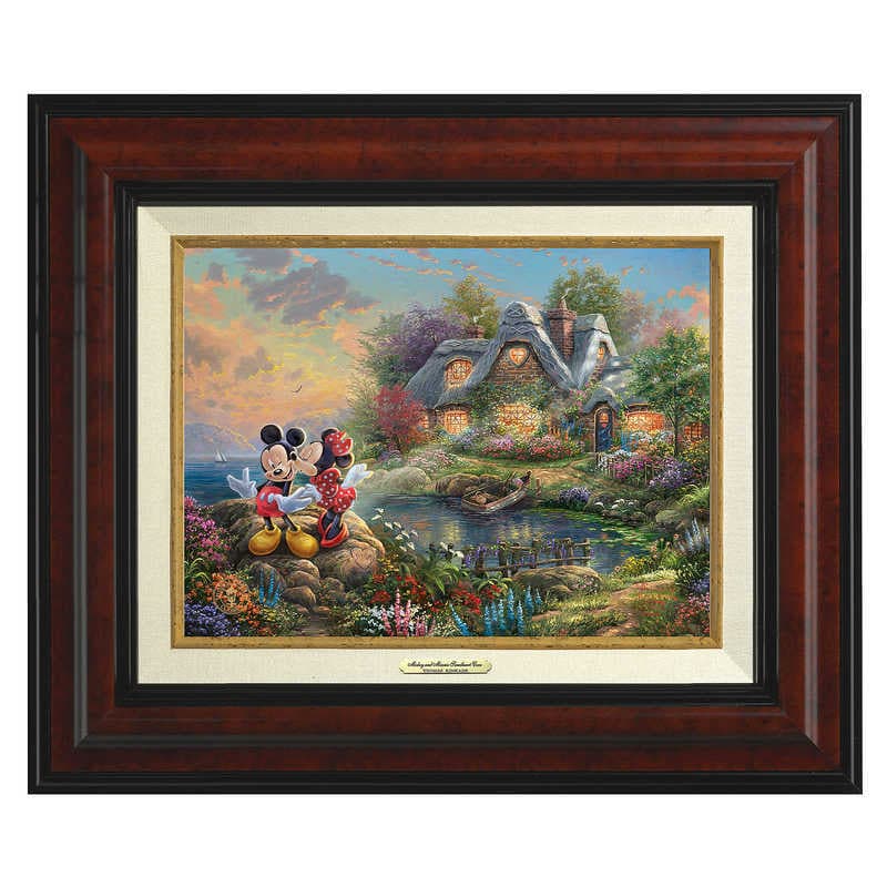 【取寄せ】 ディズニー Disney US公式商品 ミッキーマウス ミッキー ミニーマウス ミニー トーマスキンケード Thomas Kinkade キャンバス 絵画 アート インテリア 絵 飾り アートワーク フレーム付き [並行輸入品] 'Mickey and Minnie Sweetheart Cove'' Canvas Classic