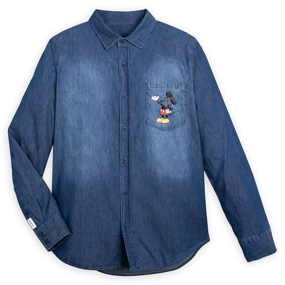 【取寄せ】 ディズニー Disney US公式商品 ミッキーマウス ミッキー プルート Pluto シャツ トップス 上着 服 Tシャツ メンズ 大人 男性 [並行輸入品] Mickey Mouse and Woven Chambray Shirt for Men by Our Universe グッズ ストア プレゼント ギフト クリスマス 誕生日 人