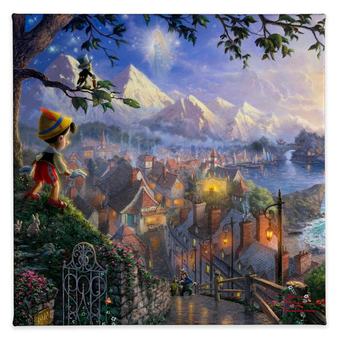 【あす楽】 ディズニー Disney US公式商品 ピノキオ トーマスキンケード Thomas Kinkade キャンバス 絵画 アート インテリア 絵 飾り アートワーク [並行輸入品] 'Pinocchio Wishes Upon a Star'' Gallery Wrapped Canvas グッズ ストア プレゼント ギフト