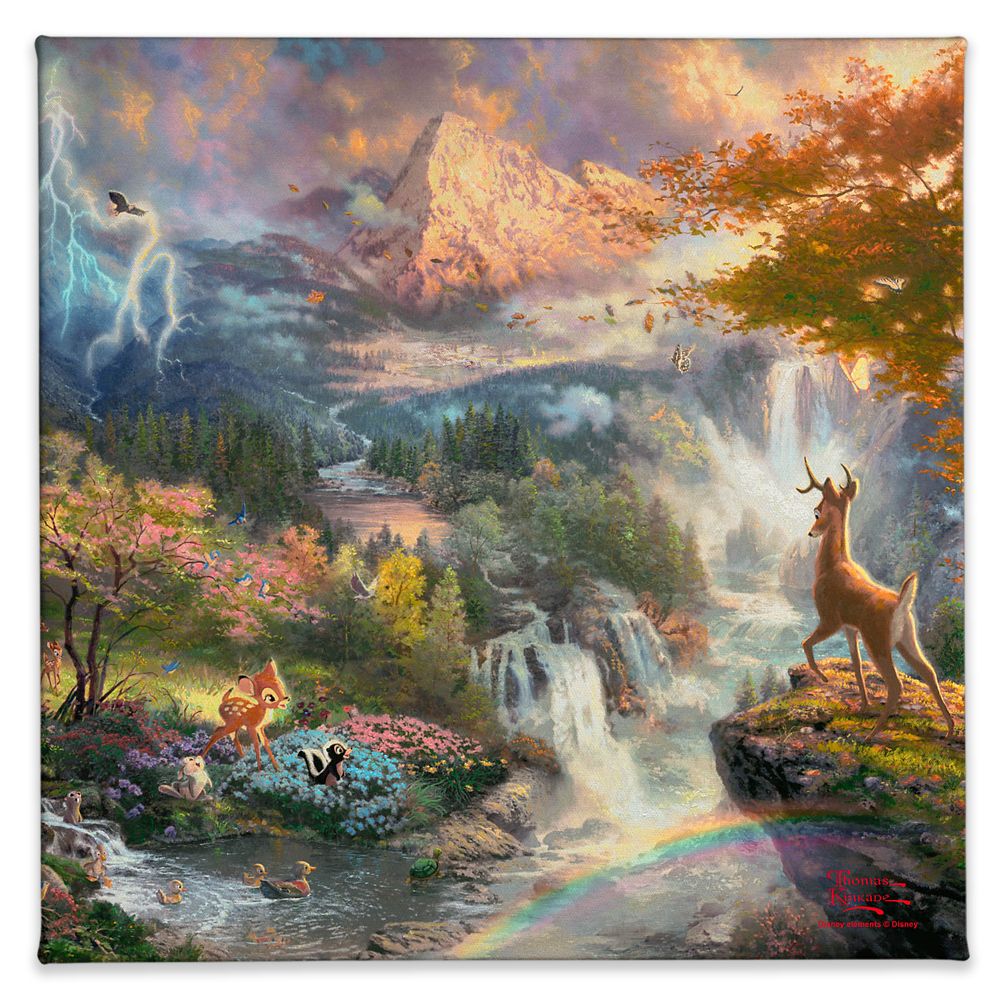 楽天ビーマジカル楽天市場店【取寄せ】 ディズニー Disney US公式商品 バンビ Bambi トーマスキンケード Thomas Kinkade キャンバス 絵画 アート インテリア 絵 飾り アートワーク [並行輸入品] 'Bambi's First Year'' Gallery Wrapped Canvas グッズ ストア プレゼント ギフト クリス