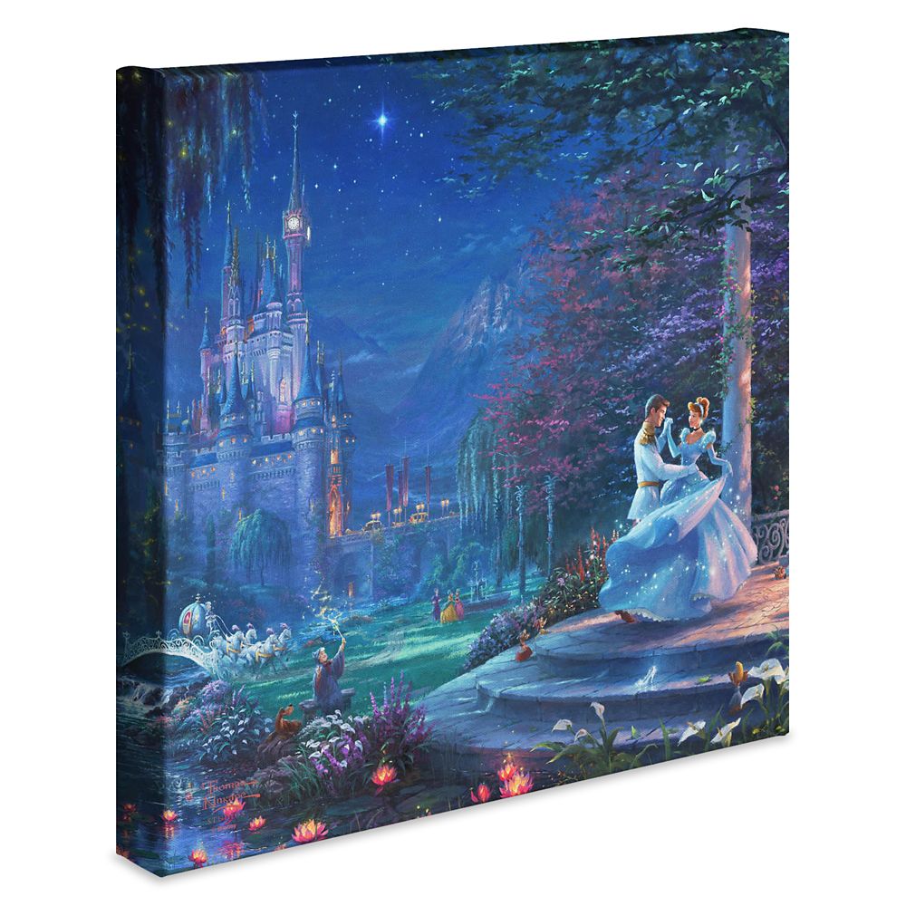 【取寄せ】 ディズニー Disney US公式商品 シンデレラ プリンセス トーマスキンケード Thomas Kinkade キャンバス 絵画 アート インテリア 絵 飾り アートワーク [並行輸入品] 'Cinderella Dancing in the Starlight'' Gallery Wrapped Canvas グッ 2