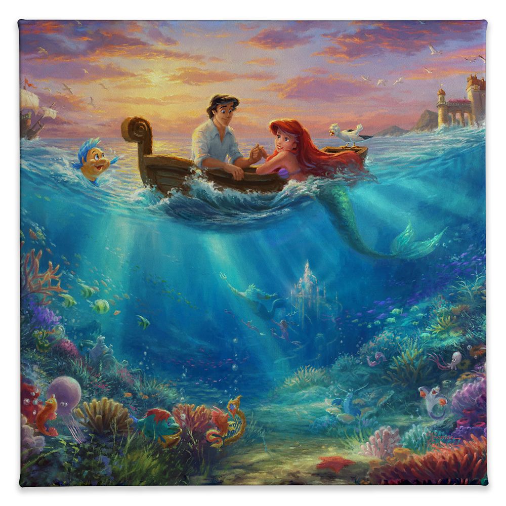 【取寄せ】 ディズニー Disney US公式商品 リトルマーメイド アリエル Ariel プリンセス トーマスキンケード Thomas Kinkade キャンバス 絵画 アート インテリア 絵 飾り アートワーク [並行輸…