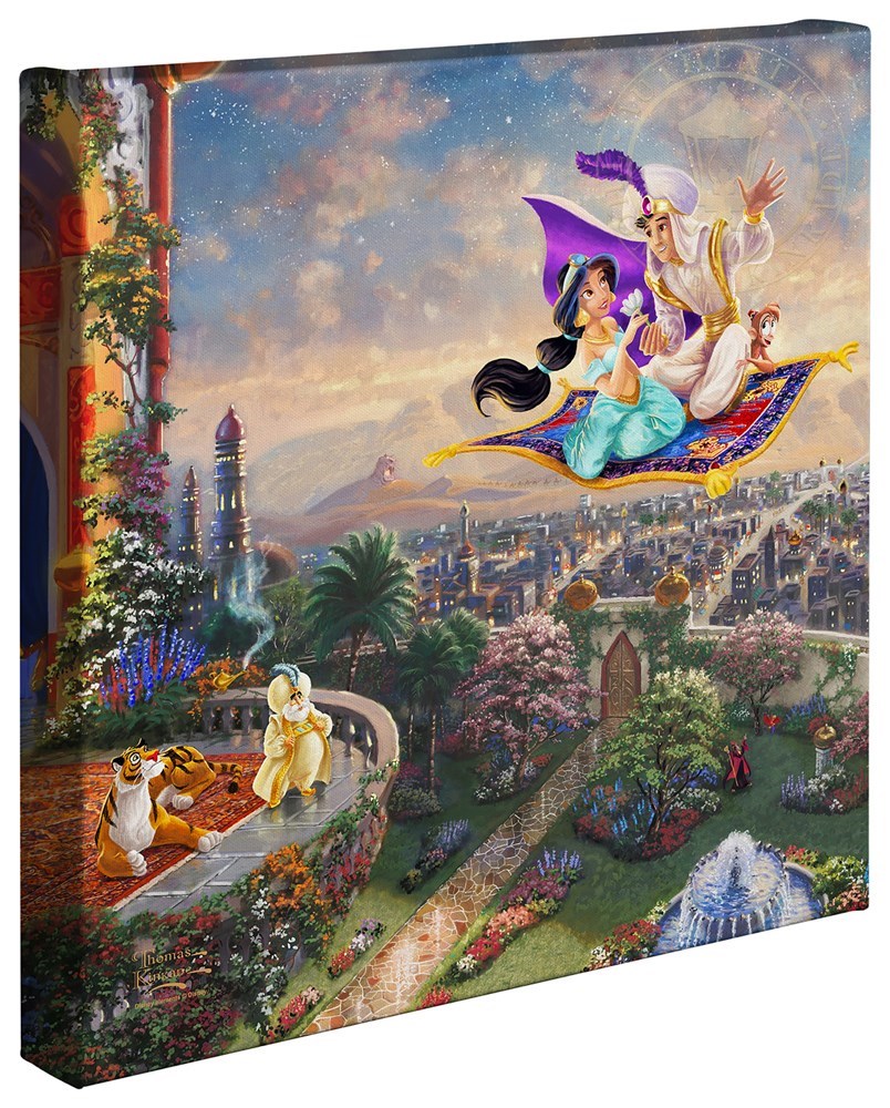 【取寄せ】 ディズニー Disney アラジン ジャスミン プリンセス 大きさ 35.5cm x 35.5cm 絵画 絵 アート キャンバス インテリア 装飾 デザイン 壁 Thomas Kinkade トーマスキンケード [並行輸入品] Thomas Kinkade Aladdin - 14” x 14 ” Gallery Wrapped Canvas グッ