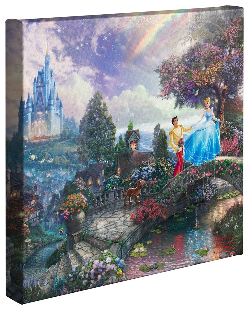 【取寄せ】 ディズニー Disney シンデレラ プリンセス 大きさ 35.5cm x 35.5cm 絵画 絵 アート キャンバス インテリア 装飾 デザイン 壁 Thomas Kinkade トーマスキンケード [並行輸入品] Thomas Kinkade Cinderella Wishes Upon a Dream - 14” x 14” Gallery Wrapped