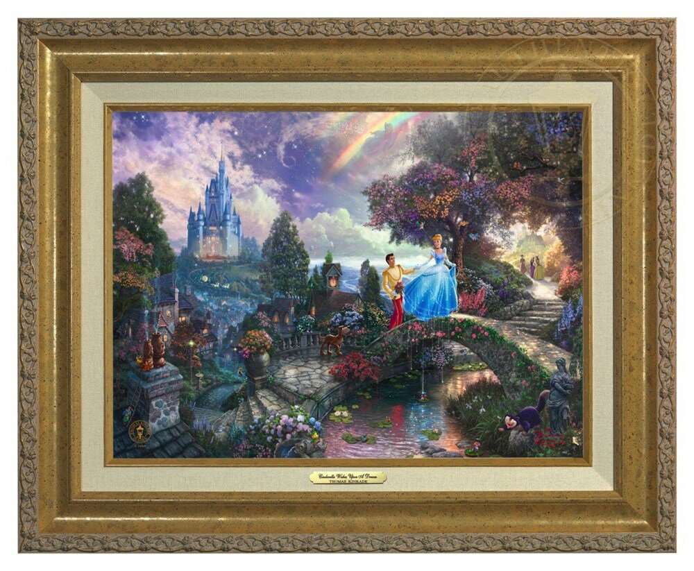 【取寄せ】 ディズニー Disney シンデレラ プリンセス 絵画 絵 アート キャンバス インテリア 装飾 デザイン 壁 額付き フレーム付き (Gold Frame) Thomas Kinkade トーマスキンケード [並行輸入品] Thomas Kinkade Cinderella Wishes Upon a Dream - Canvas Classic (G