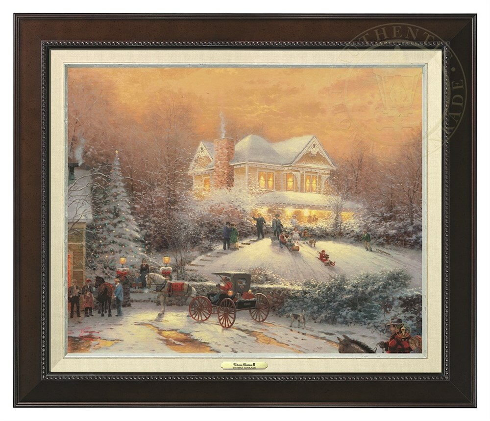 【取寄せ】 風景 景色 自然 絵画 絵 アート キャンバス インテリア 装飾 デザイン 壁 額付き フレーム付き (Espresso Frame) Thomas Kinkade トーマスキンケード 風景画 [並行輸入品] Thomas Kinkade Victorian Christmas II - Canvas Classic (Espresso Frame) グッズ
