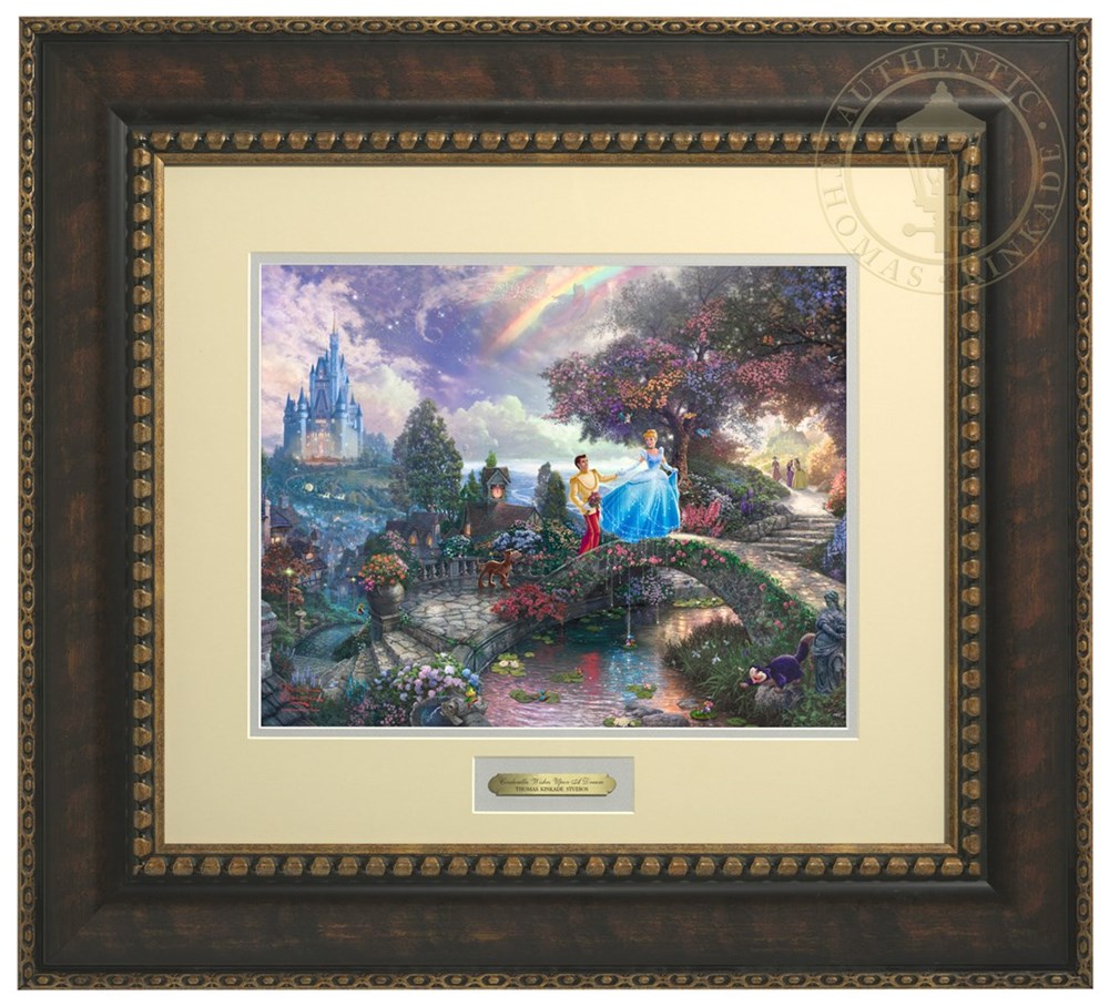 【取寄せ】 ディズニー Disney シンデレラ プリンセス 絵画 絵 アート プレステージホームコレクション インテリア 装飾 デザイン 壁 額付き フレーム付き (Bronzed Gold Frame) Thomas Kinkade トーマスキンケード [並行輸入品] Thomas Kinkade Cinderella Wishes Upon