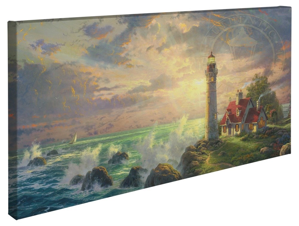 【取寄せ】 風景 景色 自然 大きさ 40.6cm x 78.7cm 絵画 絵 アート キャンバス インテリア 装飾 デザイン 壁 Thomas Kinkade トーマスキンケード 風景画 [並行輸入品] Thomas Kinkade The Guiding Light ? 16” x 31” Gallery Wrapped Canvas グッズ ストア プレゼン