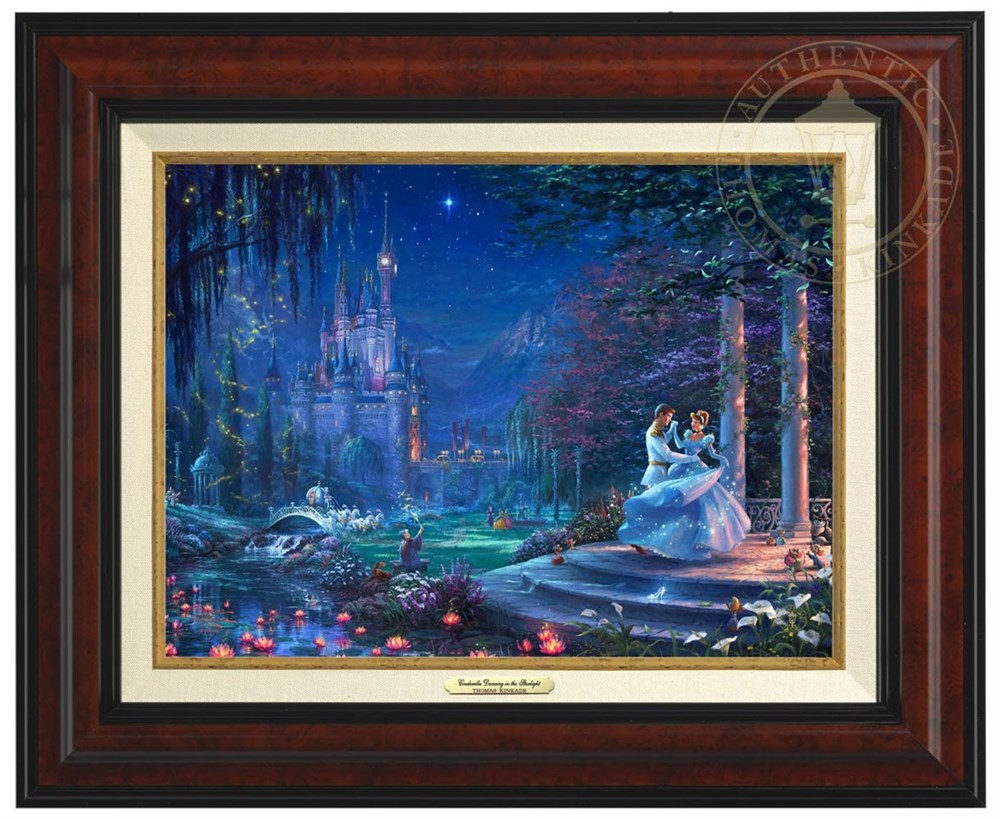 【取寄せ】 ディズニー Disney シンデレラ プリンセス 絵画 絵 アート キャンバス インテリア 装飾 デザイン 壁 額付き フレーム付き (Burl Frame) Thomas Kinkade トーマスキンケード [並行輸入品] Thomas Kinkade Cinderella Dancing in the Starlight - Canvas Class