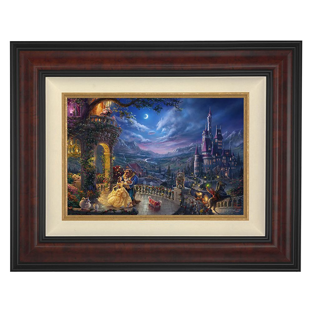 【取寄せ】 ディズニー Disney US公式商品 美女と野獣 ベル プリンセス トーマスキンケード 野獣 Thomas Kinkade 限定版 限定 キャンバス フレーム付き 額付き 絵画 アート インテリア 絵 飾り アートワーク [並行輸入品] 'Beauty and the Beast Dancing in Moonlight''