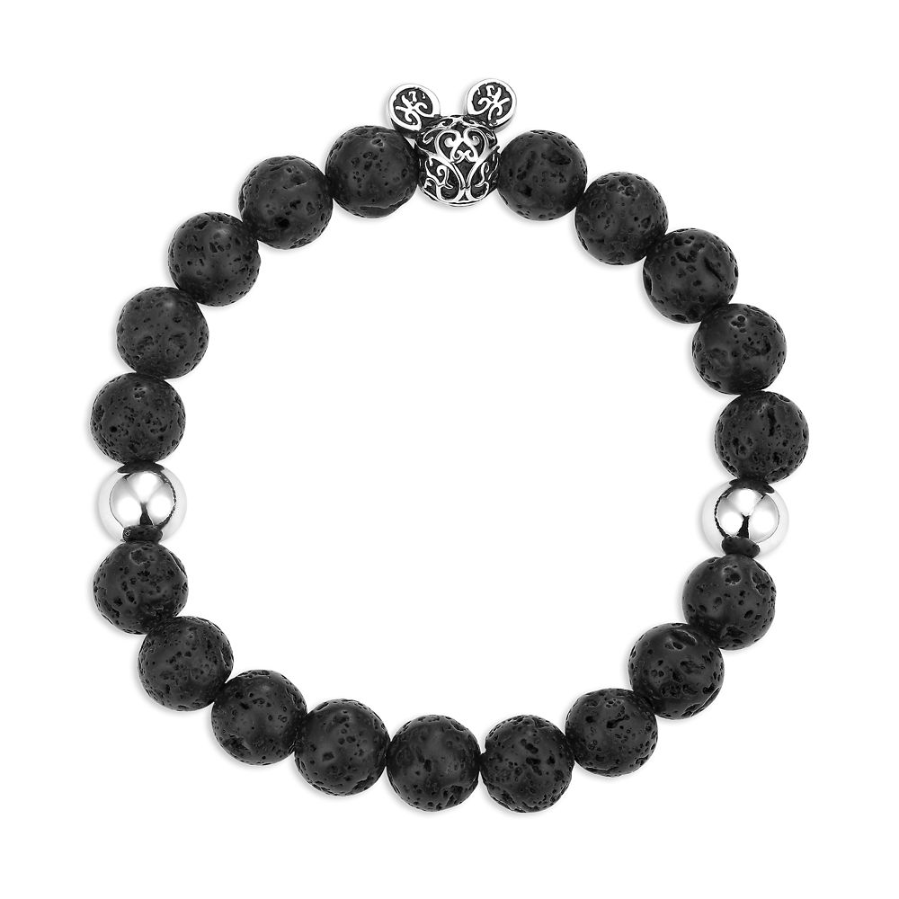  ディズニー Disney US公式商品 ミッキーマウス ミッキー ビーズ アクセサリー ブレスレット  Mickey Mouse Icon Black Lava Bead Bracelet グッズ ストア プレゼント ギフト クリスマス 誕生日 人気